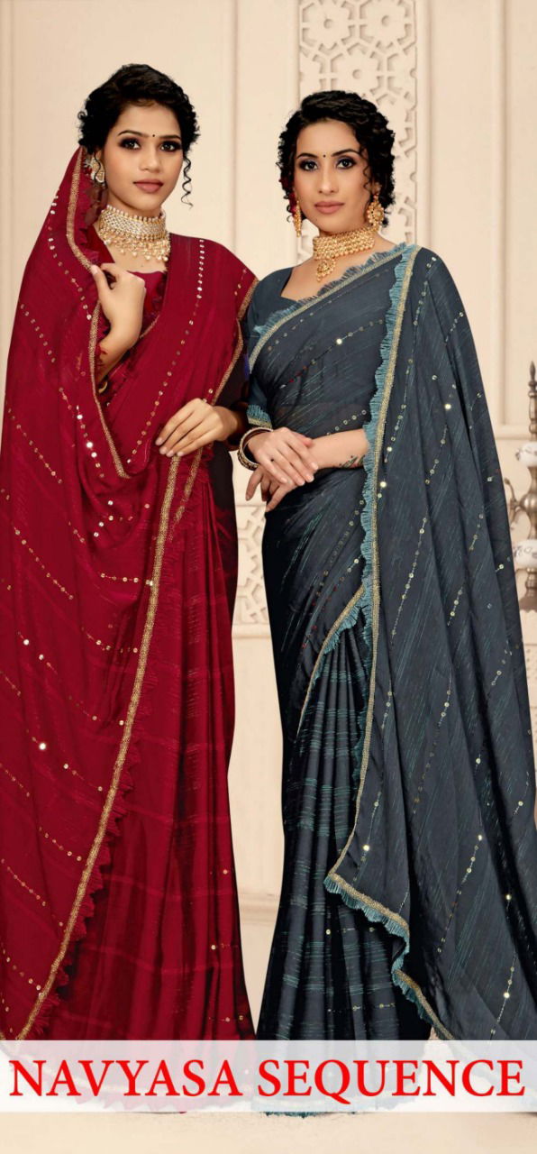 Ynf Navyasa New Exclusive Wear Sequence Georgette Fancy Sarees Collection 